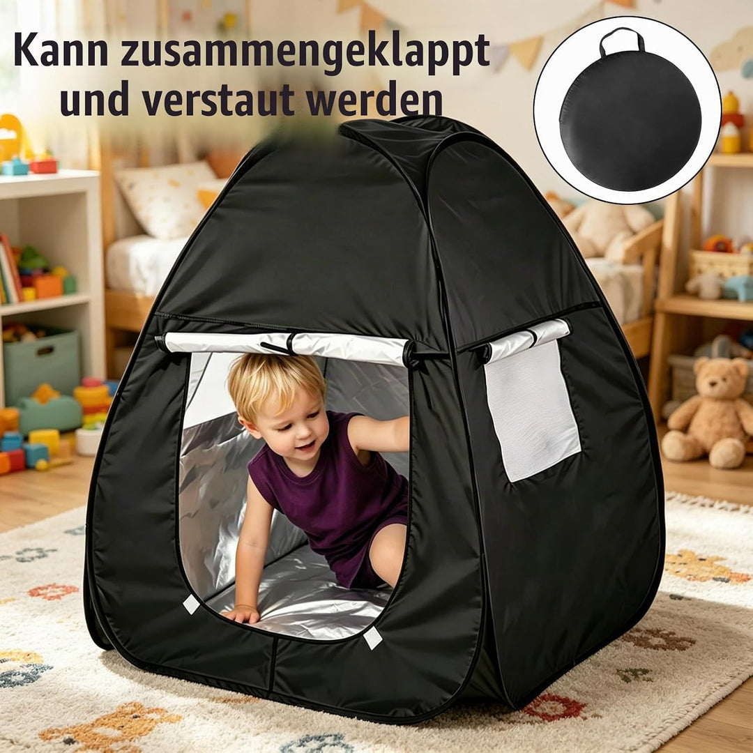 Sensorisches Zelt, Pop-Up Höhle, 84x84x96 cm Blackout Pop Up Spielzelt Mit Reise Tragetasche, Tragba