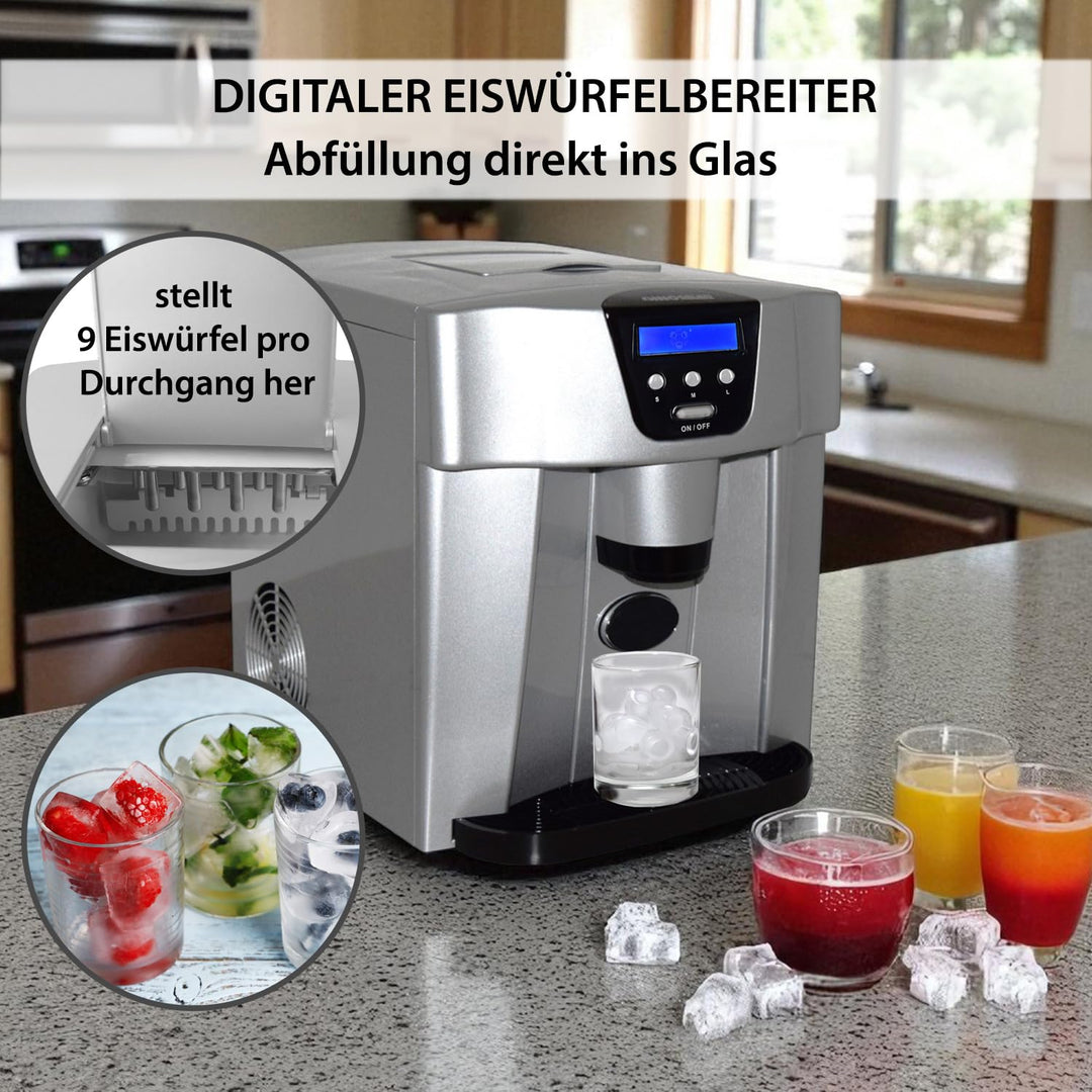 Syntrox Eiswürfelmaschine Flumbia (Display + Spender), 15 kg Eis pro Tag, 3 Eiswürfelgrössen, Robust