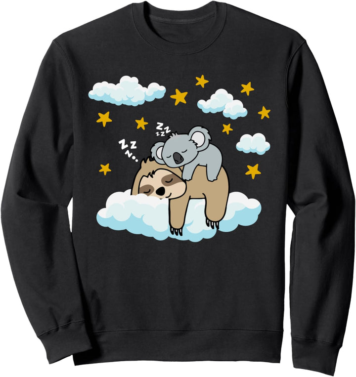 Lustiges schlafendes Faultier mit Baby Koala Mama Bär Nickerchen Geschenk Sweatshirt