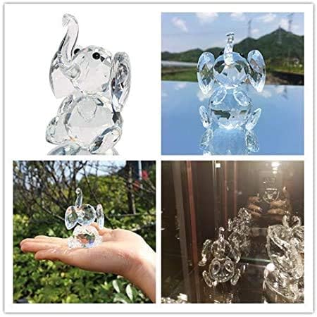 H&D Niedliche Elefanten-Figur, aus geschliffenem Glas, Ornament, Tier-Sammelstück Transparent, Trans