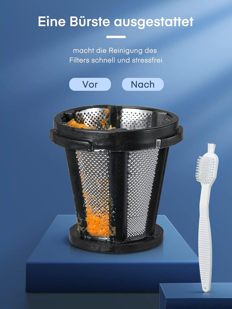 HOUSNAT Slow Juicer, Entsafter Gemüse und Obst, Profi Entsafter mit Ruhigem Motor │ Umkehrfunktion │