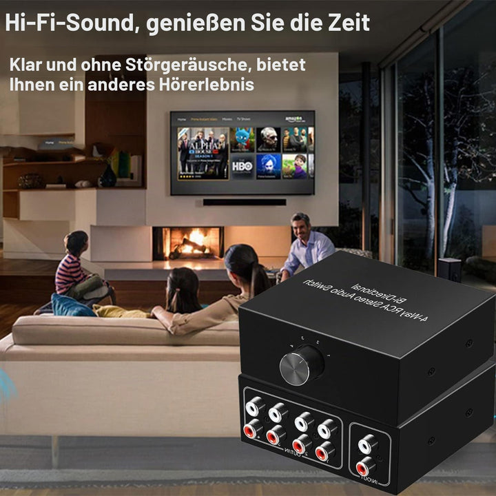 XMSJSIY 4-Wege Bidirektional L/R RCA Stereo Audio Switcher, 1 in 4 Out oder 4 in 1 Out, L/R Sound Ch