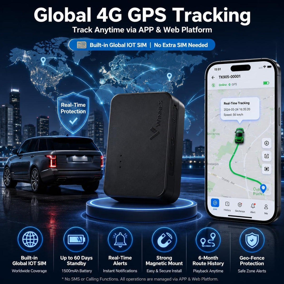 TKMARS Auto Mini GPS Tracker mit SIM, Echtzeit Ortung per APP, Magnetisch, 1500mAh Akku, GPS Sender