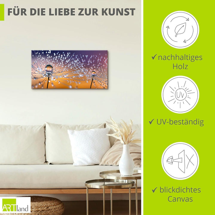 ARTland Leinwandbilder Wandbild Bild auf Leinwand 60x30 cm Querformat Pusteblume Blumen Natur Pflanz