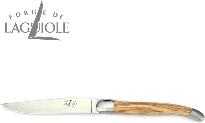 Forge de Laguiole - Steakmesser und Gabel je 1x im Set - Griff Olivenholz - Besteck Frankreich - Sta