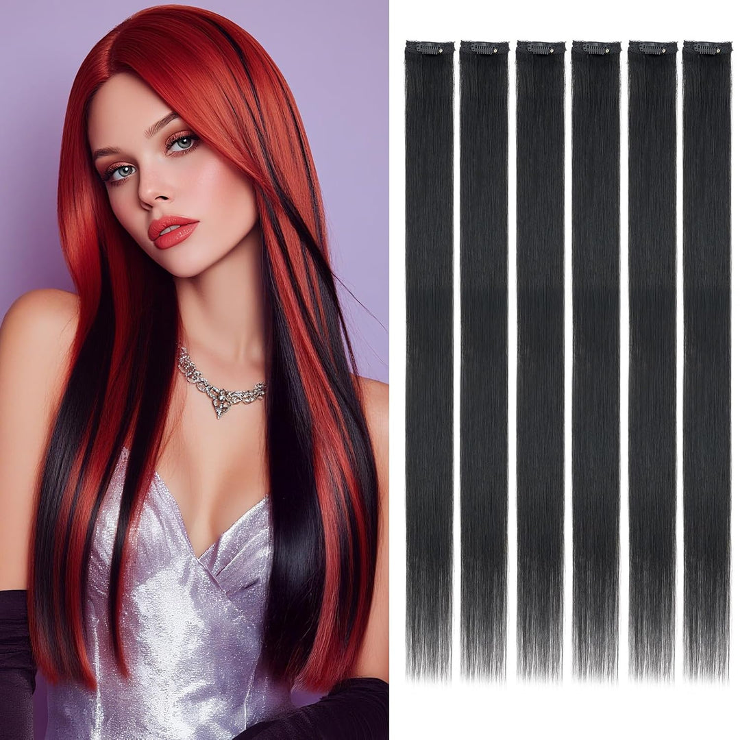 Benehair Clip in Extensions Echthaar, 6Pcs Clip Echt Haar Extension, Einzelclip Echthaar Extension C