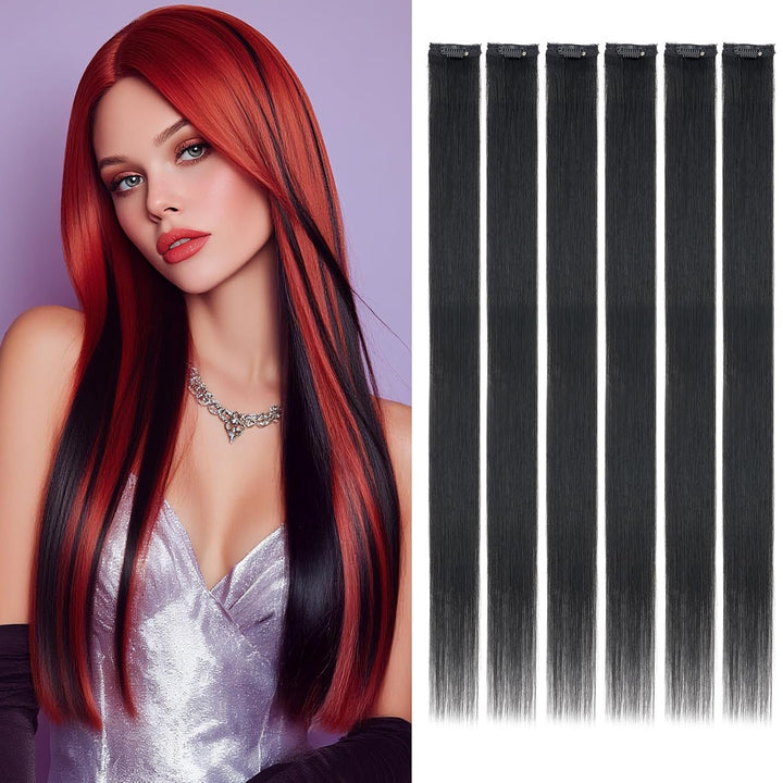 Benehair Clip in Extensions Echthaar, 6Pcs Clip Echt Haar Extension, Einzelclip Echthaar Extension C