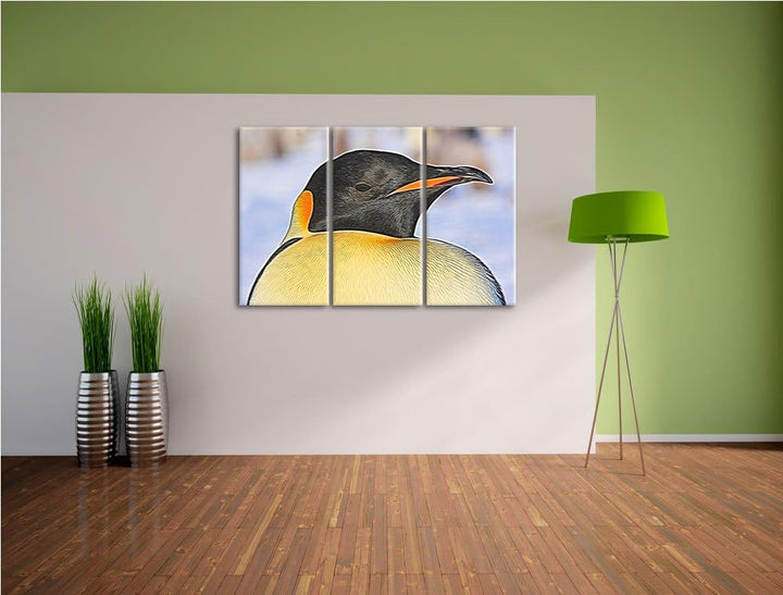 prachtvoller Kaiserpinguin NewArt 3-Teiler Leinwandbild 120x80 Bild auf Leinwand, XXL riesige Bilder
