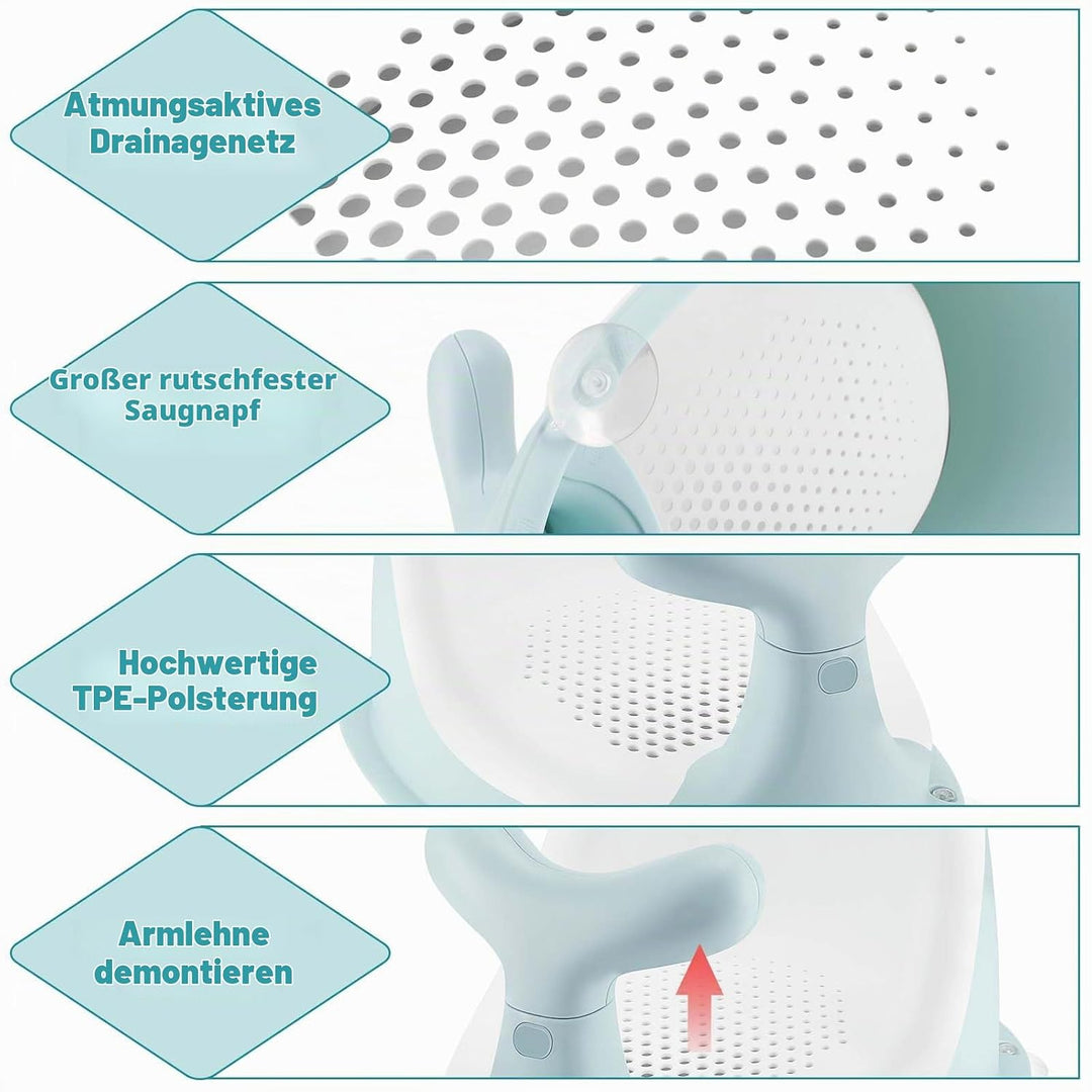 Niedlicher Walform Baby Badewannensitz,atmungsaktives und elastisches Netz-Silikonkissen,ergonomisch