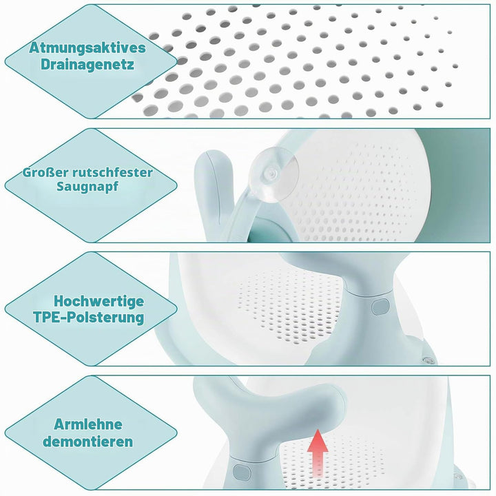 Niedlicher Walform Baby Badewannensitz,atmungsaktives und elastisches Netz-Silikonkissen,ergonomisch