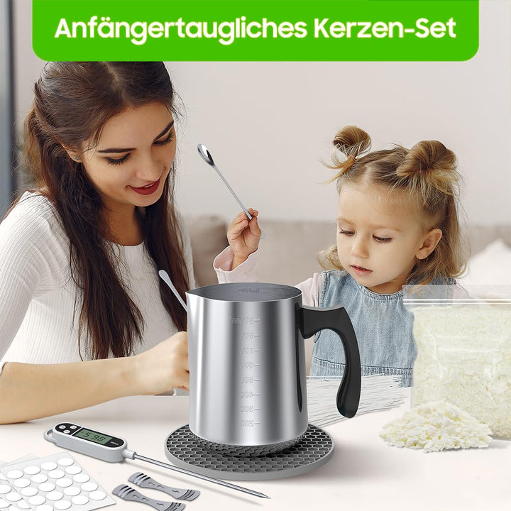 DIY Kerzenherstellungsset Geschenk für Feiertage, Geburtstage, Jubiläen | Sojawachs-Set mit 900ml To