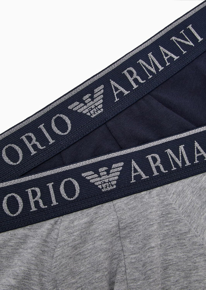 Emporio Armani Herren Emporio Armani Underwear 2-Pack Brief Endurance Briefs S Grey Mel/Marine, S Gr