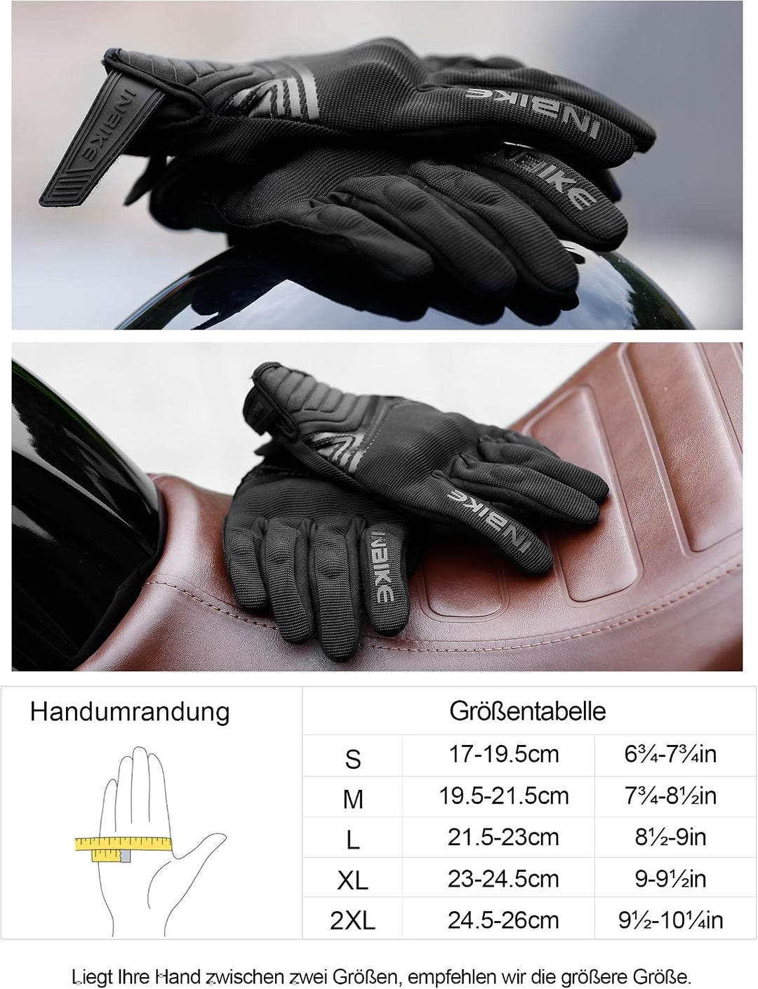 INBIKE Motorrad Handschuhe Motocross Sommer EUDE Foam Schutz Atmungsaktiv Touchscreen Motorradhandsc