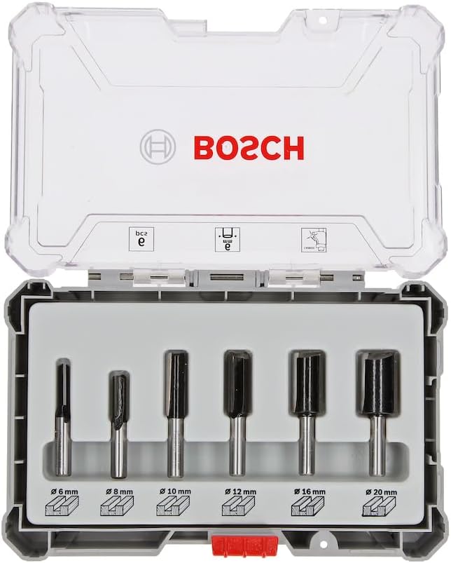Bosch Professional 6tlg. Nutfräser Set (für Holz, für Oberfräsen mit 6 mm Schaft) 6 tlg. | Nutfräser