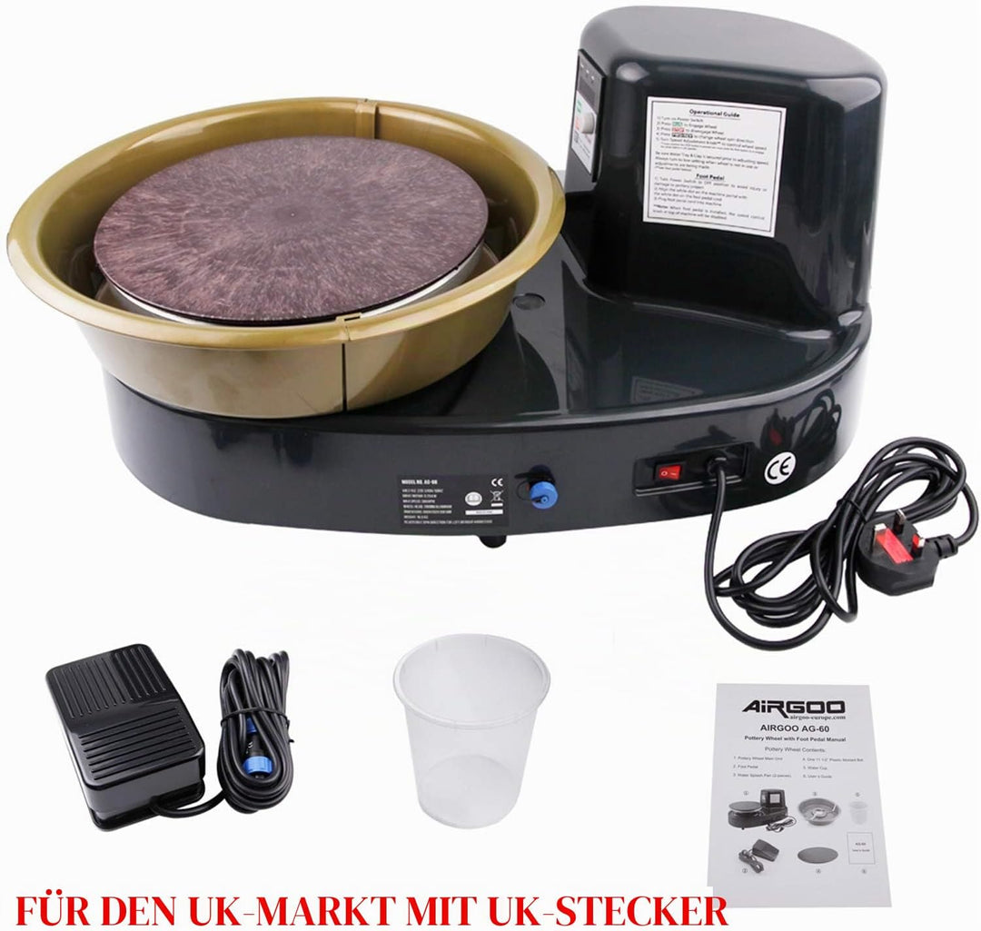 Airgoo Töpferscheibe Ceramics Clay Machine Pottery Wheel AG-60 250W Elektrische Maschine mit Indepen