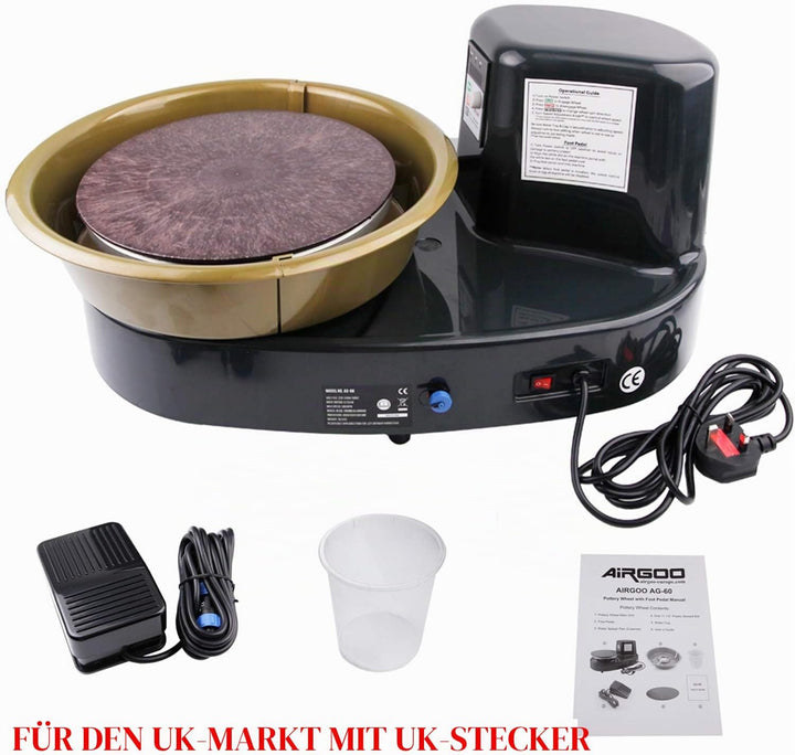 Airgoo Töpferscheibe Ceramics Clay Machine Pottery Wheel AG-60 250W Elektrische Maschine mit Indepen