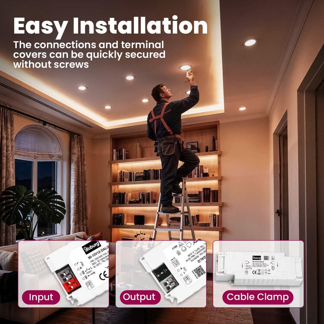 LED Treiber 12V 15W DALI Push Taster Dimmbar für Osram Philips GU5.3 MR16 Spot Flackerfrei LED Trafo