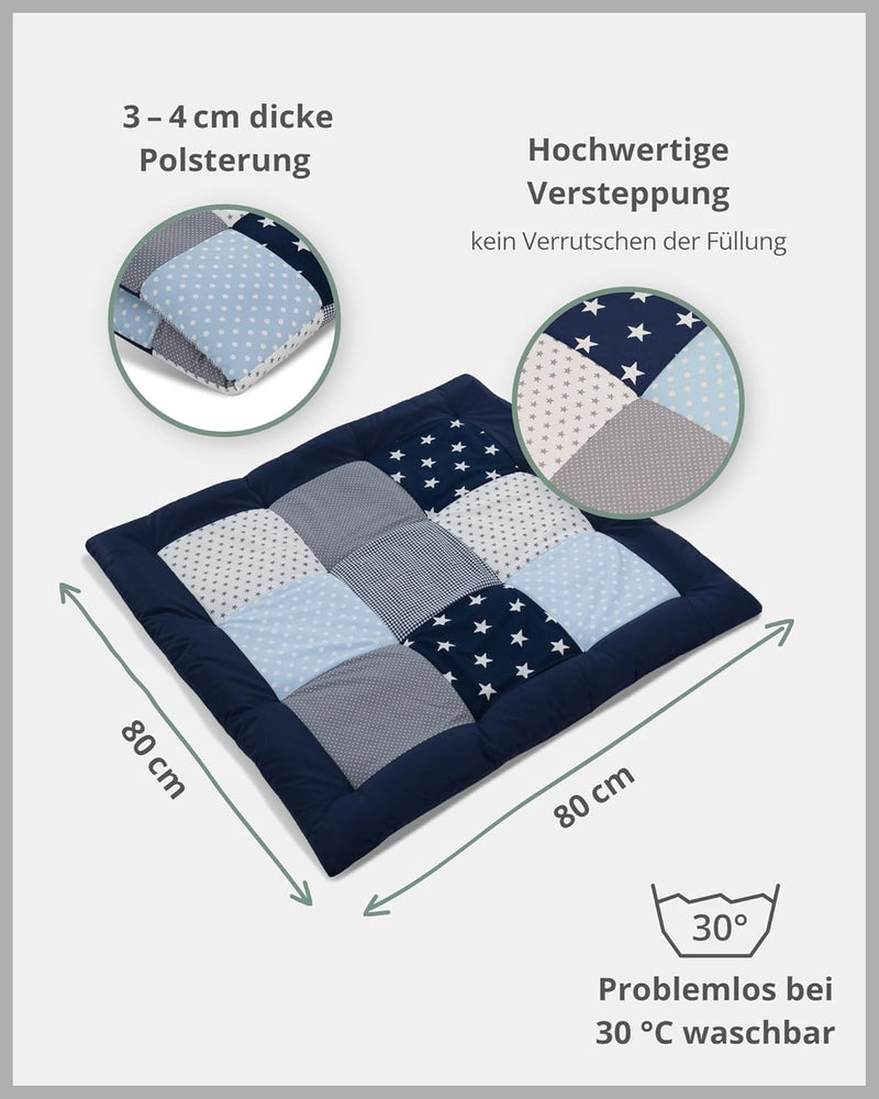 ULLENBOOM Krabbeldecke für Baby 80x80 cm, Outdoor-geeignet, 100% Oeko-TEX Materialien, Made in EU, W