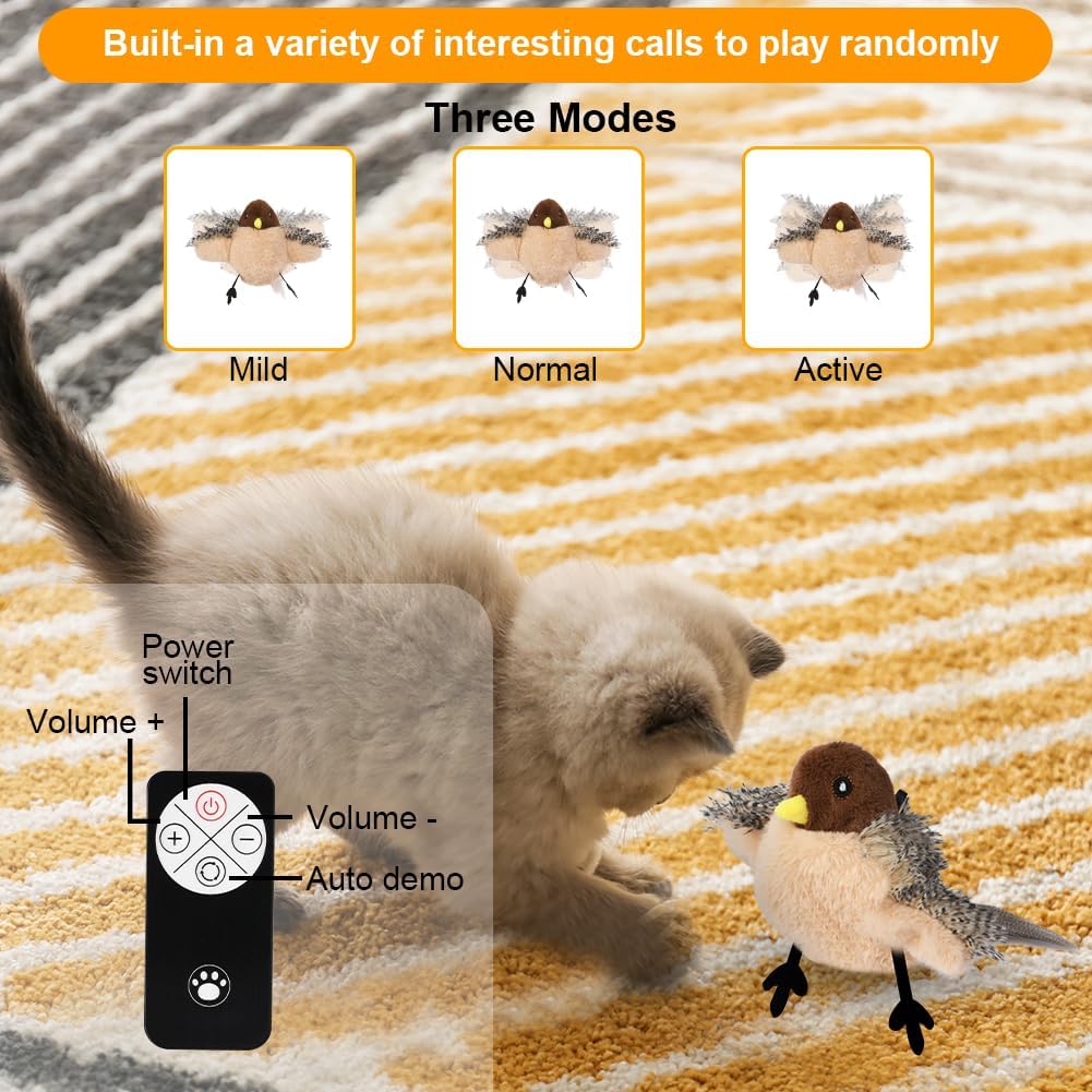 Aomig Katzenspielzeug 7Pcs Hoher Spatz Elektrisches Spielzeug für Katzen Interaktives Spielzeug für