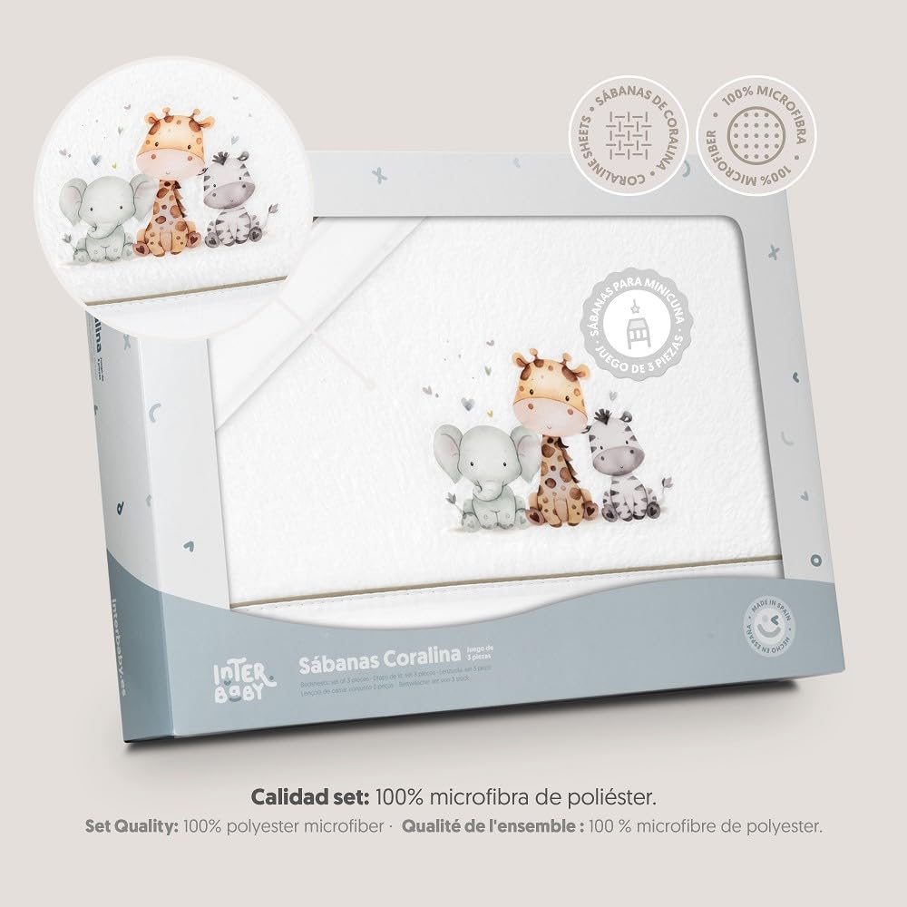 Interbaby - Bettwäsche-Set für Kinderbett, 50 x 80 cm, Baby - Winter-Bettwäsche aus Coralina-Stoff -