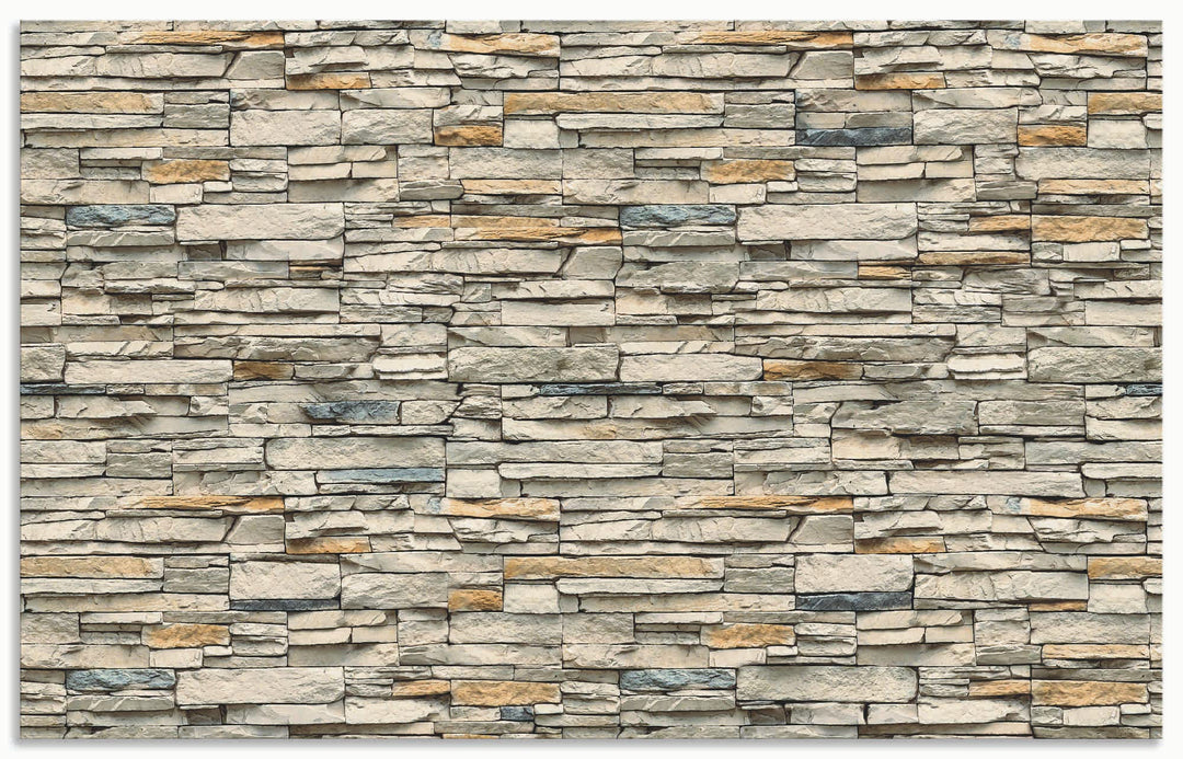 ARTland Spritzschutz Küche aus Alu für Herd Spüle 80x50 cm (BxH) Küchenrückwand mit Motiv Steinwand