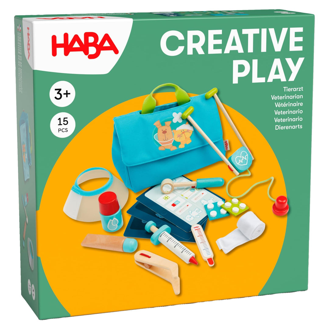 HABA Creative Play Tierarzt-Spielset – Holz-Tierpflege-Zubehör für Kinder – Perfekte Ergänzung für T