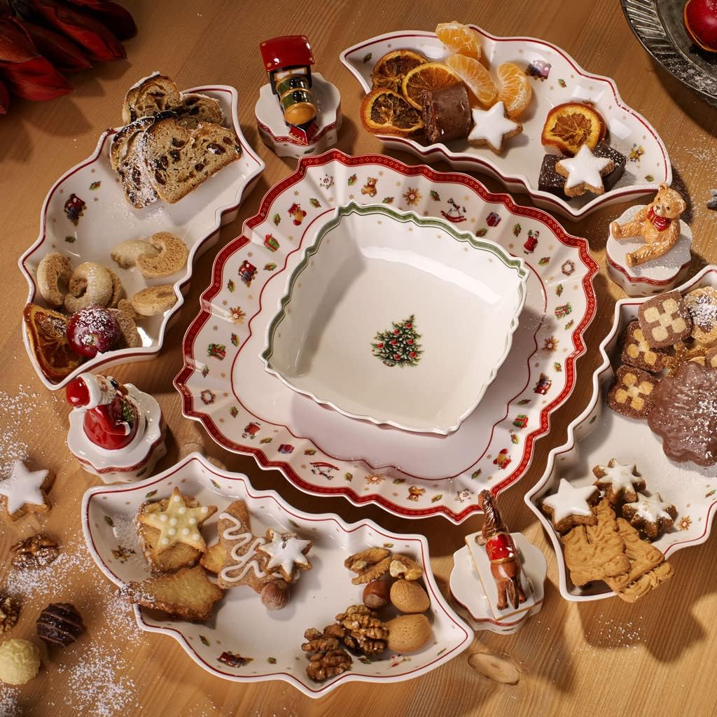 Villeroy und Boch Toy's Delight Servierteller, 26 x 26 cm, Premium Porzellan, Weiss/Rot Serviertelle