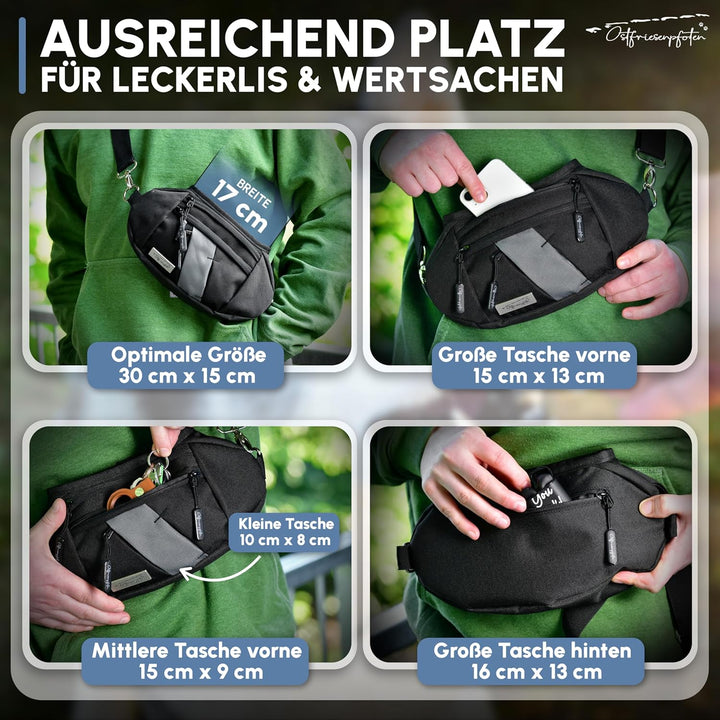 Leckerli-Crossbag 'Ubbo' für Hunde aus hochwertigem Polyester mit Einhandmagnetverschluss - Leckerli