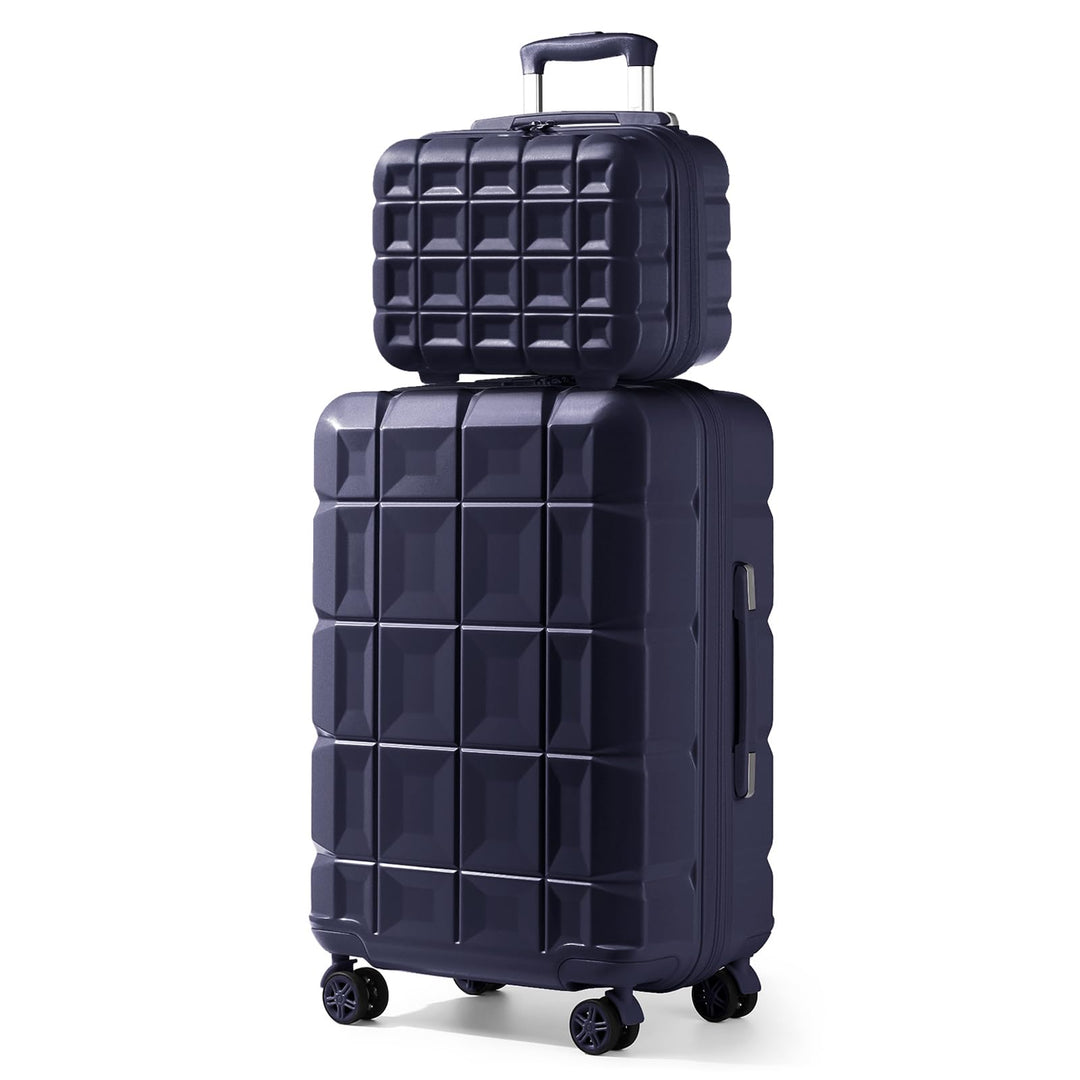KONO Gepäck-Sets Kofferset 2 Teilig Mittelgross Koffer mit Beautycase (62cm+Kosmetikkoffer, Dunkelbl