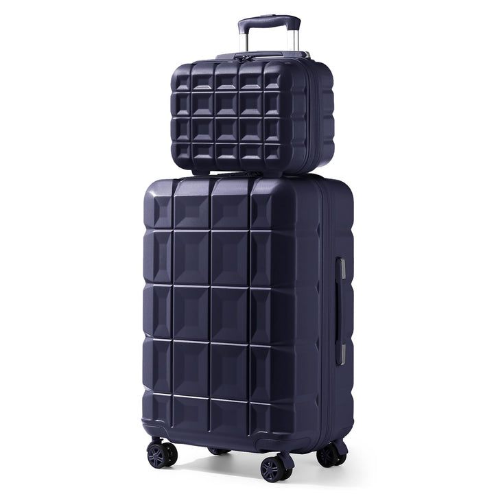 KONO Gepäck-Sets Kofferset 2 Teilig Mittelgross Koffer mit Beautycase (62cm+Kosmetikkoffer, Dunkelbl