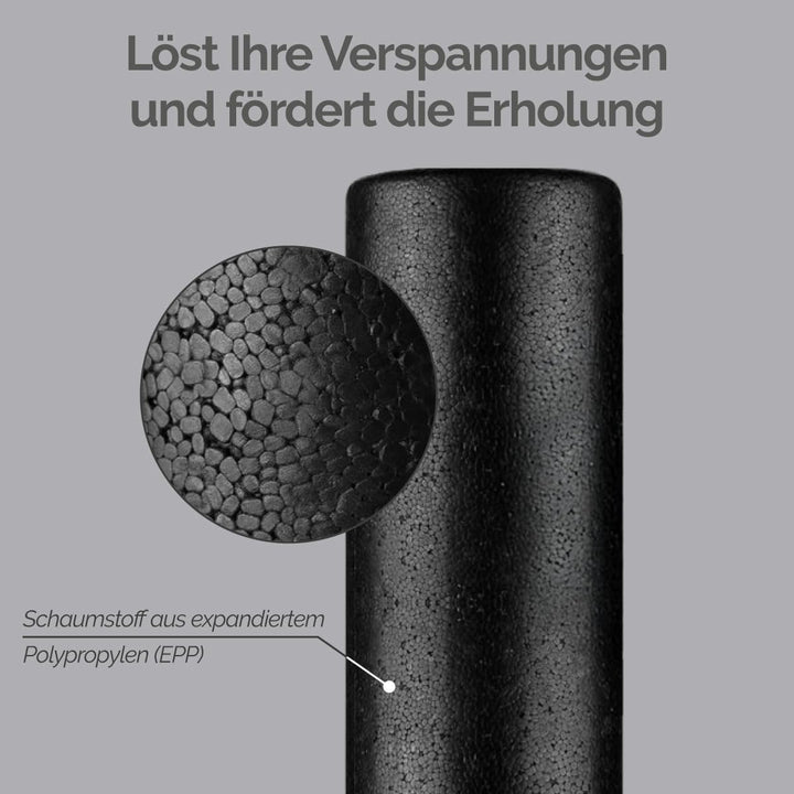 Vivezen – Yoga- und Fitnessrolle aus EPP-Hartschaum mit hoher Dichte – 90 x 15 cm – Schwarz Schwarz