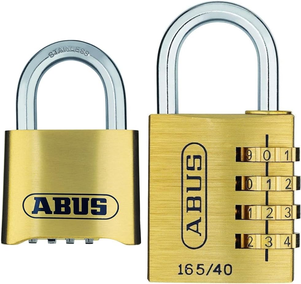 ABUS Zahlenschloss 180IB/50 - Vorhängeschloss aus Messing & Zahlenschloss 165/40 - Vorhängeschloss a