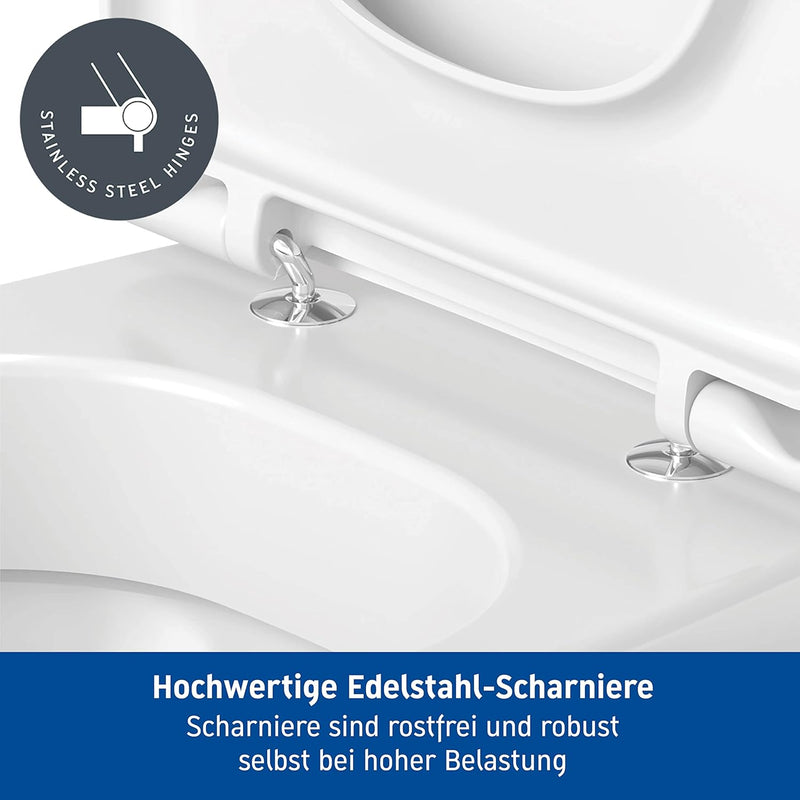 Duravit WC-Sitz D-Code Compact, Toilettendeckel aus Urea-Duroplast, Klodeckel mit Edelstahl Scharnie