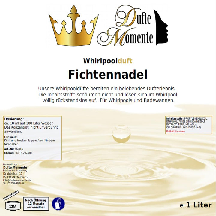Dufte Momente Whirlpool Duft Fichtennadel - 1 Liter