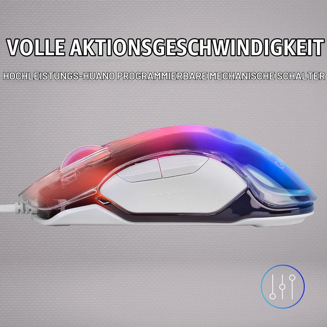 Mars Gaming Gaming MMGLOW, Chroma-Glow RGB Gaming-Maus, Spiegelnde Oberfläche, Ultraleicht, 12800 DP