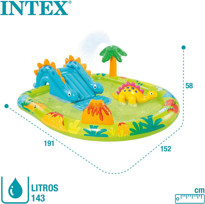 Intex 57166NP Spielplatz klein Dino dinausore Aufblasbares Spielfeld, Mehrfarbig