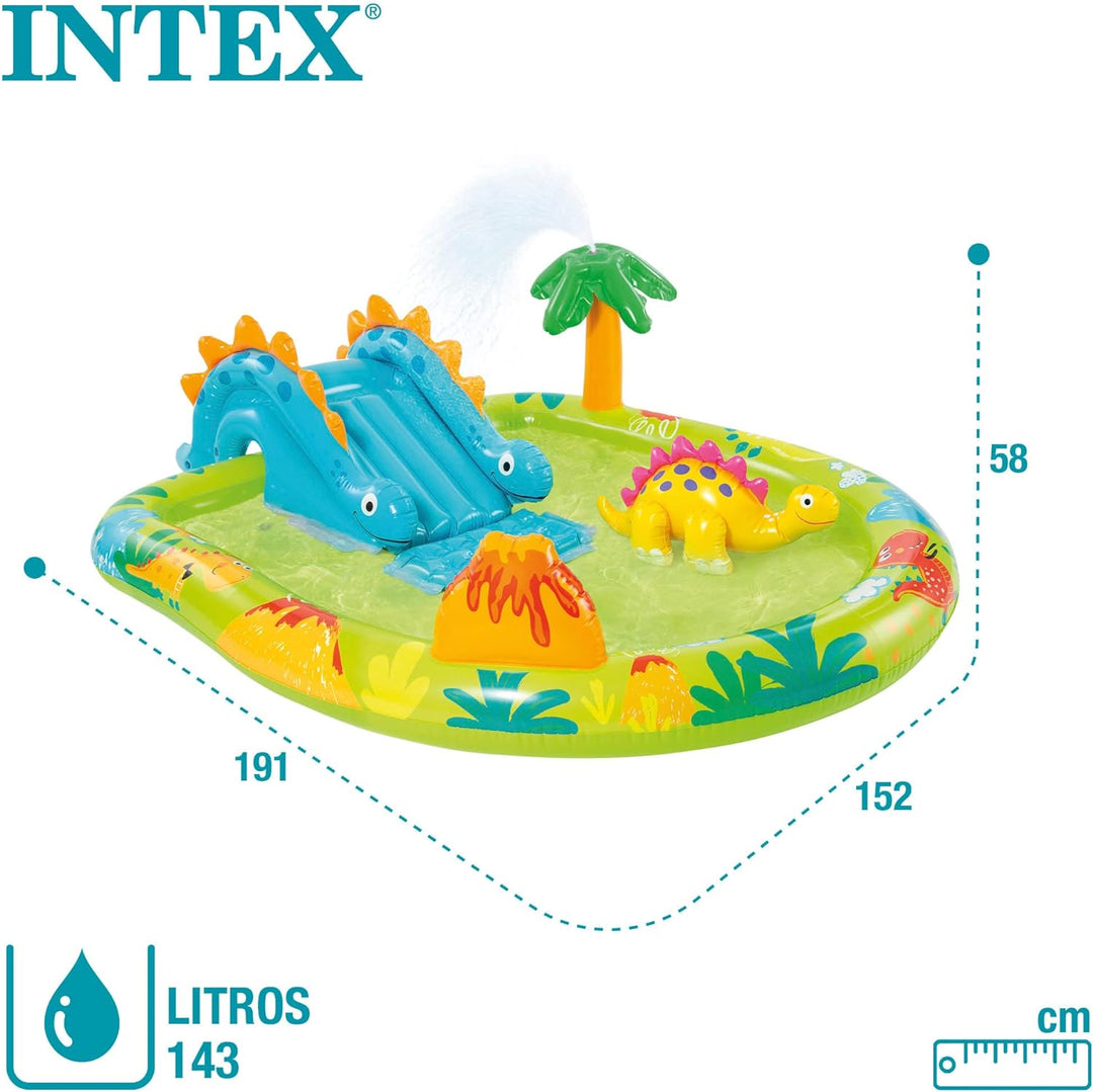 Intex 57166NP Spielplatz klein Dino dinausore Aufblasbares Spielfeld, Mehrfarbig