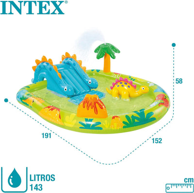 Intex 57166NP Spielplatz klein Dino dinausore Aufblasbares Spielfeld, Mehrfarbig