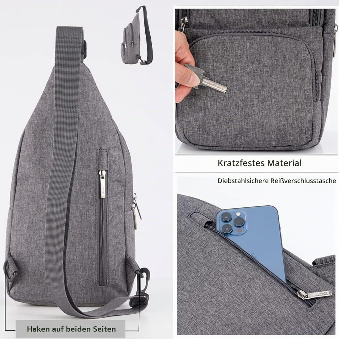 OIWAS Brusttasche Herren Kleine Kuriertasche Leichte Schultertasche zum Freizeit Urlaub Wandern Umhä