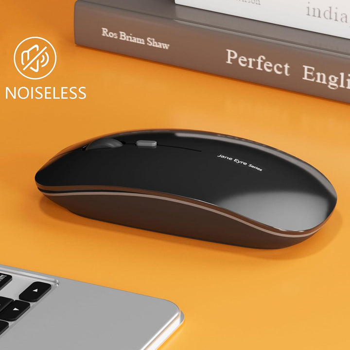 Uiosmuph Q5 Kabellos Maus, Wiederaufladbar Funkmaus 2.4G Leise Funkmaus Ultra Dünn Wireless Computer