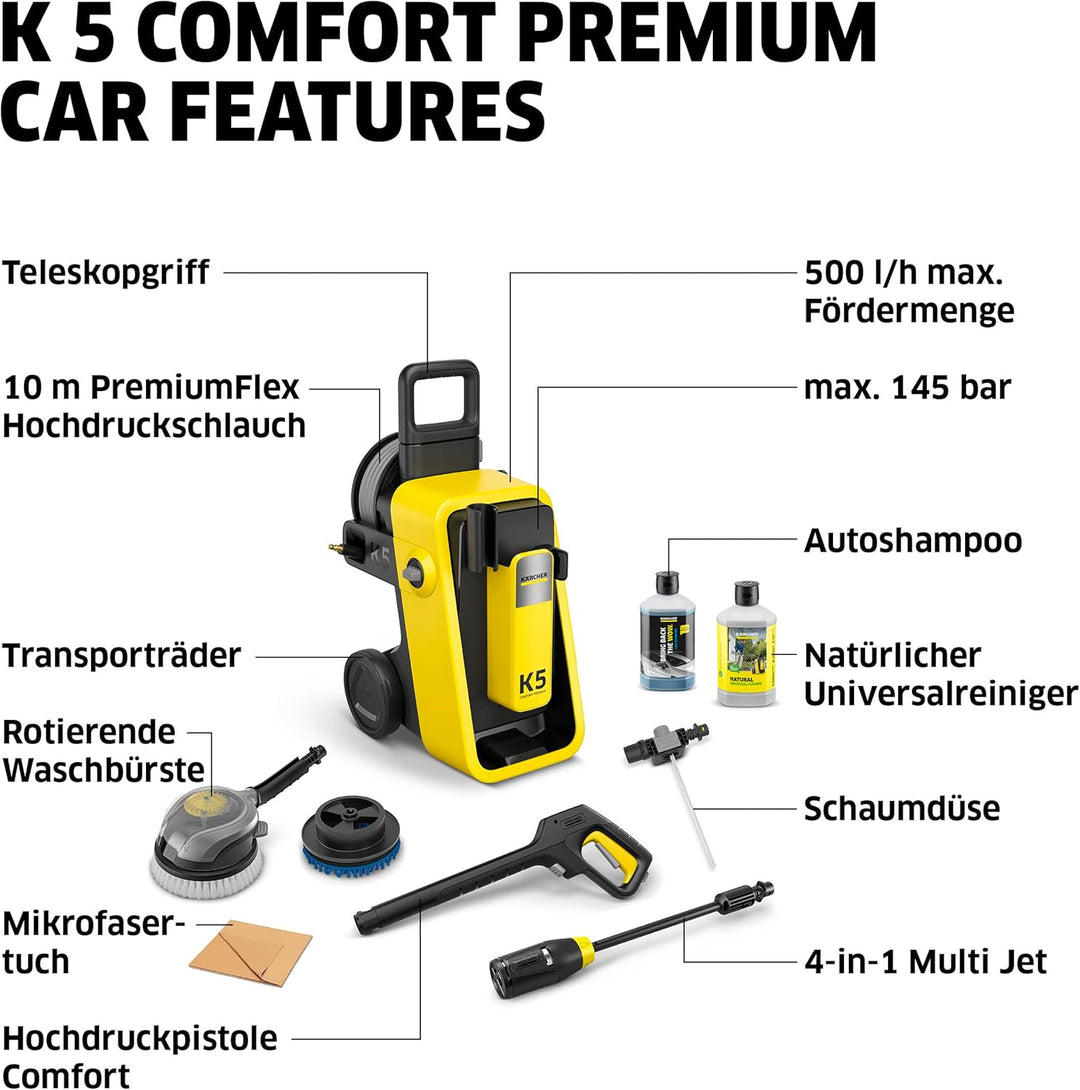 Kärcher Hochdruckreiniger K 5 Comfort Premium Car, Druck: 145 bar, Fördermenge: 500 l/h, Fläche: 40