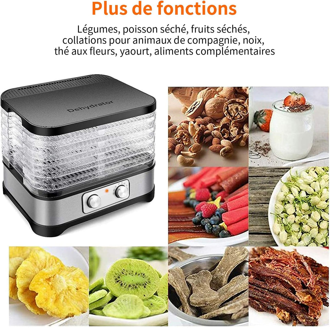 COOCHEER Dörrautomat Dörrapparat für Obst und Gemüse,Lebensmitteltrockner, 400W mit Temperatur einst