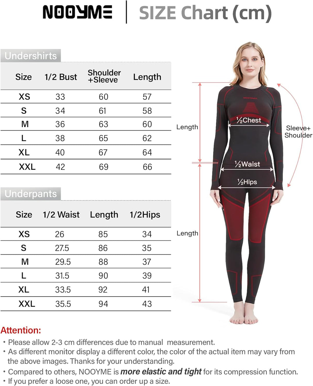 NOOYME Thermounterwäsche Damen Atmungsaktiv Thermowäsche Set Funktionswäsche Anti-bakteriell und Fle