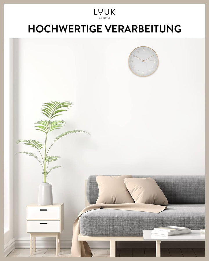 LUUK LIFESTYLE Minimalistische Quarz Wanduhr ohne Ticken, skandinavisches Design, Geschenk zum Einzu