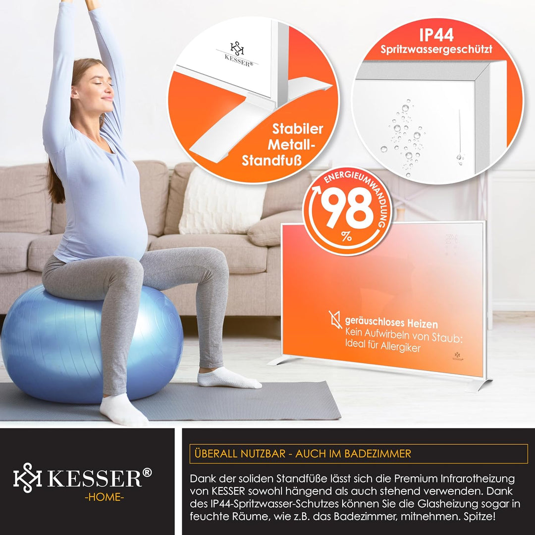 KESSER® Infrarotheizung Energiesparend Infrarot Standgerät & Wandmontage Elektroheizung 540W mit Fer