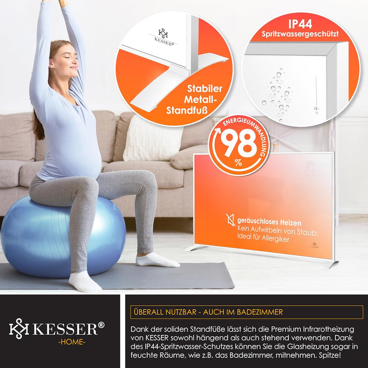 KESSER® Infrarotheizung Energiesparend Infrarot Standgerät & Wandmontage Elektroheizung 540W mit Fer