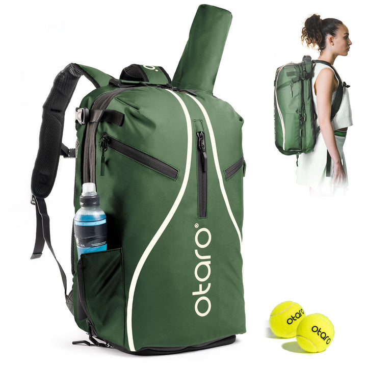 Otaro Tennisrucksack mit Schuhfach (Für 2 Tennisschläger) Inkl. Separierten Schuhfach & Schlägerschu
