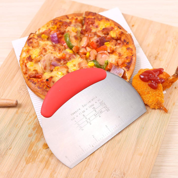Teigschaber aus Edelstahl, für Gebäck und Pizzaschneider, flexibler Silikonschaber mit guter Griffig