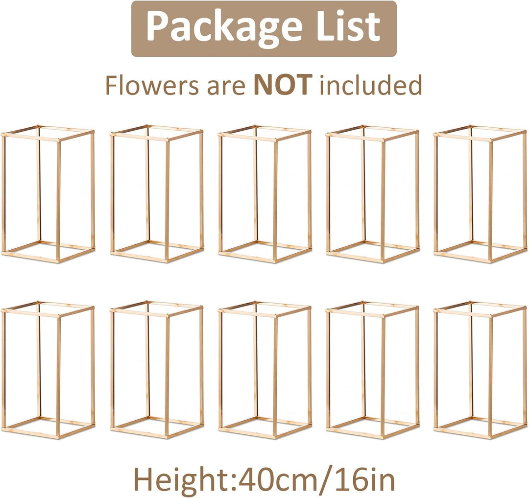 Sziqiqi 10 Stück Goldene Vase Metall Blumen Stehen Strasse Blei Geometrische Herzstück Vase Tische H