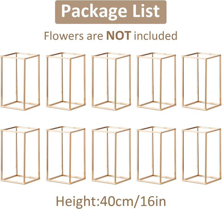 Sziqiqi 10 Stück Goldene Vase Metall Blumen Stehen Strasse Blei Geometrische Herzstück Vase Tische H